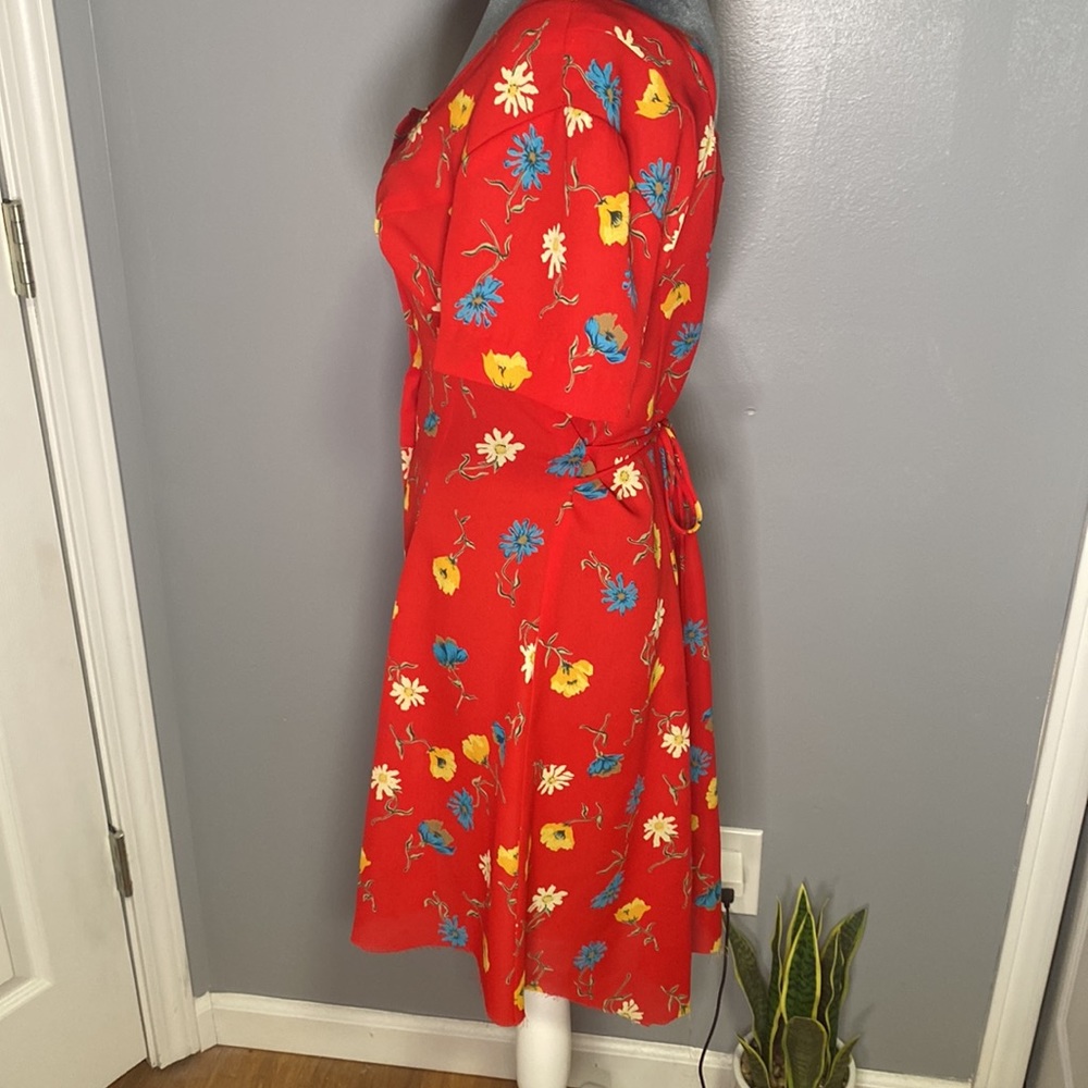 Decked Out Vintage Red Floral Button Down Dress - Picture 6 of 12
